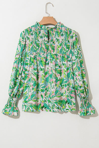 Blusa Cuello Alto de Chifón con Estampado a Juego de Colores - Image 10