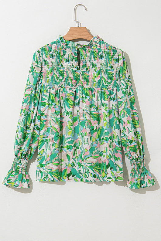 Blusa Cuello Alto de Chifón con Estampado a Juego de Colores - Image 10