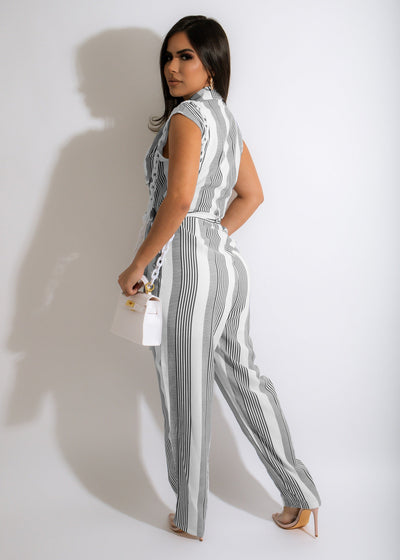 Jumpsuit para Mujer con Estampado de Rayas y Bloques de Color - Image 9