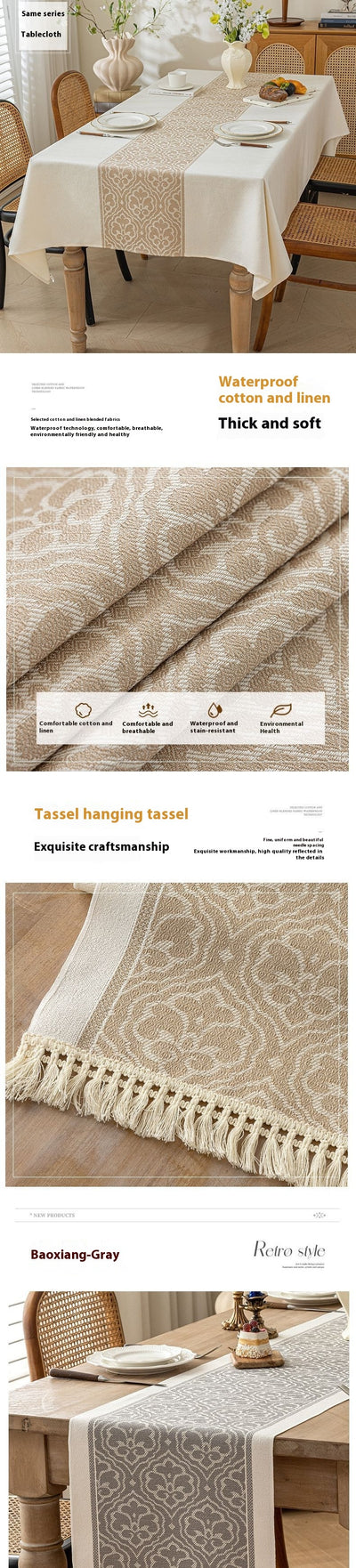 Mantel Largo de Algodón y Lino para Comedor - Image 20