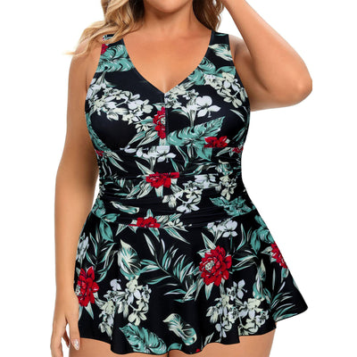 Traje de Baño Talla Grande Estampado sin Mangas para Mujer - Image 29