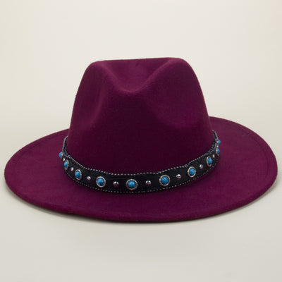 Cinturón Tejido Bohemio en Cuero y Sombrero de Fieltro con Detalles de Piel - Image 6