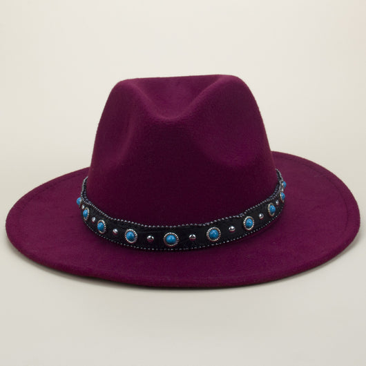Cinturón Tejido Bohemio en Cuero y Sombrero de Fieltro con Detalles de Piel - Image 6