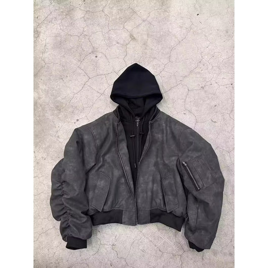 Chaqueta de Cuero Sintético Acolchada Estilo Aviador Hombre - Image 4