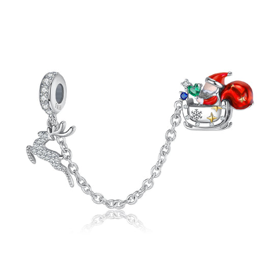 Pulsera de Plata S925 Navidad con Protección Reno y Papá Noel - Accesorios DIY - Image 3