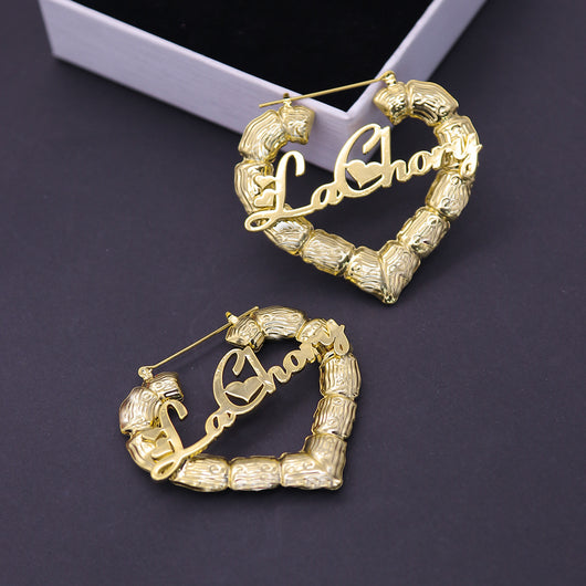 Aretes Personalizados de Acero Titanio y Bambú Redondos - Image 3