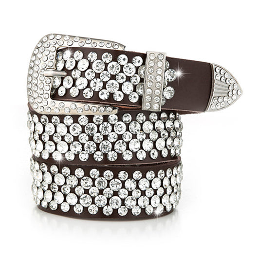 Cinturón de Cuero para Mujer con Incrustaciones de Cristales Brillantes - Image 4