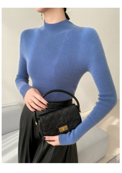 Polera Cuello Alto Cachemir Ajustada - Elegancia Minimalista para Otoño e Invierno - Image 16