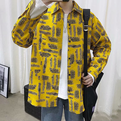 Camisa Jacket Suelta Estampada de Manga Larga para Hombre - Image 3
