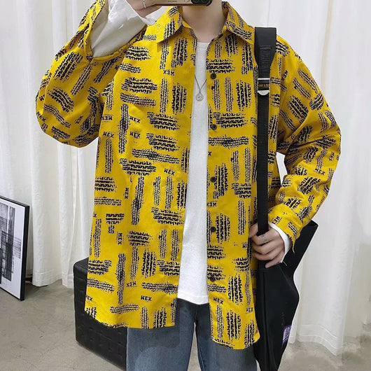 Camisa Jacket Suelta Estampada de Manga Larga para Hombre - Image 3