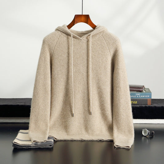 Suéter de Cachemira con Capucha para Otoño e Invierno