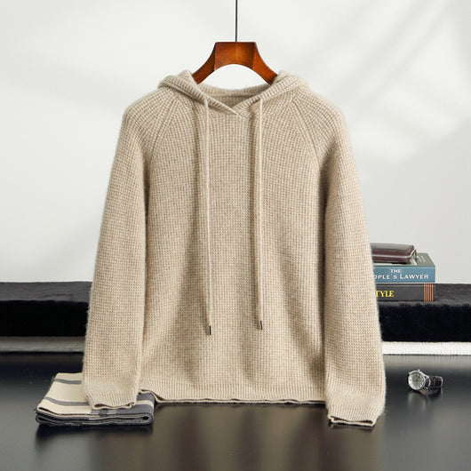 Suéter de Cachemira con Capucha para Otoño e Invierno