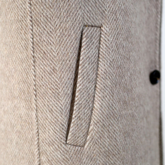 Abrigo de Lana Reversible Patrón Espiga Mediano Elegante - Image 4