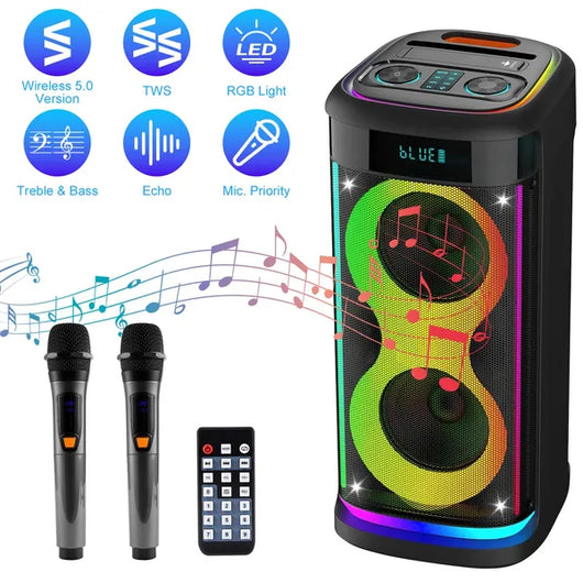 Parlante Portátil Inalámbrico para Fiestas con Micrófono y Luces LED - Image 5