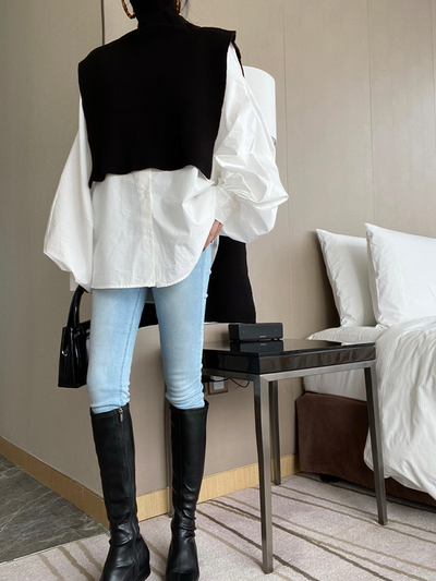 Blusa de Algodón Puro Blanca con Mangas Farol - Diseño Minimalista Versátil - Image 8