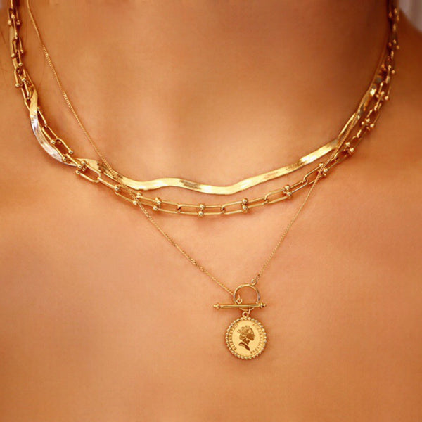 Collar Retro Dorado Redondo de Joyería Pura
