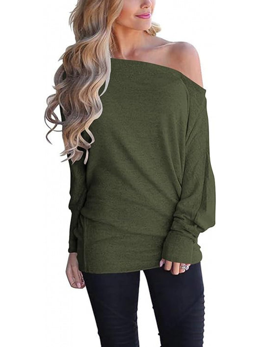 Blusa Manga Larga Básica de Color Sólido para Mujer - Image 10