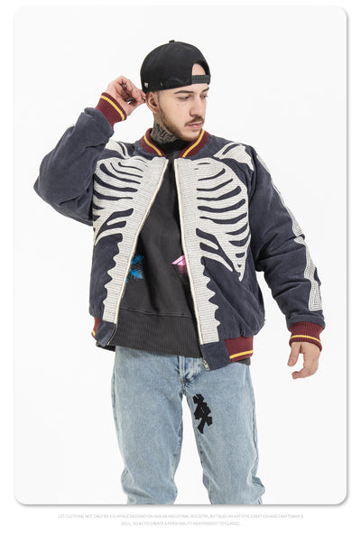 Chaqueta Retro Japonesa de Ante con Bordado de Terciopelo para Hombre - Corte Holgado