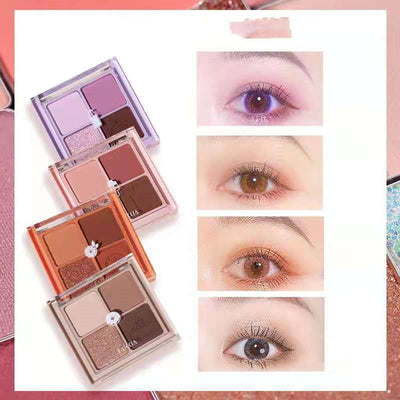 Paleta de Sombras de Ojos 4 Colores Mate Perlado Gris Tierra Púrpura Impermeable con Brillo - Image 23