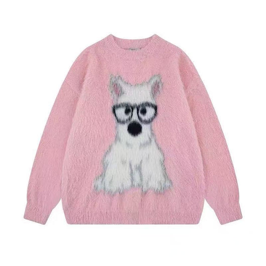 Suéter Holgado Casual con Estampado de Cachorro para Hombre y Mujer - Image 6