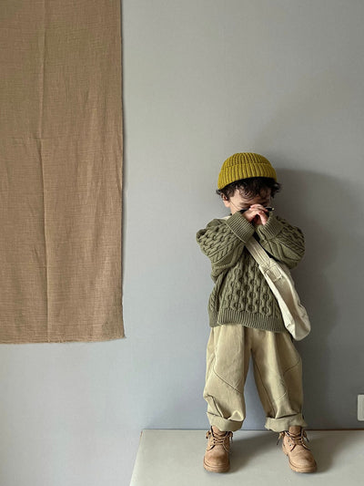 Suéter Infantil Retro con Patrón de Trenza Tejido - Image 24