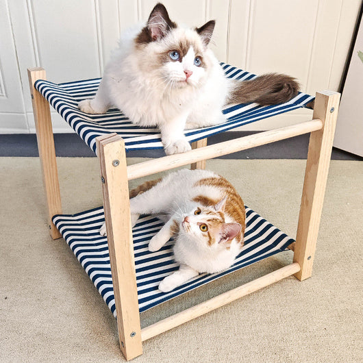 Cama Hamaca Doble para Gatos - Estructura de Madera Maciza con Niveles Separables - Image 4