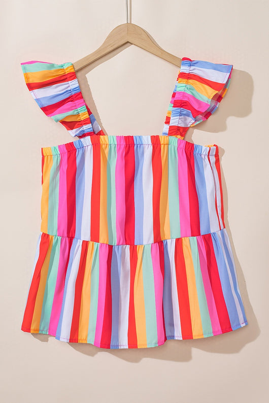 Chaleco Cuello Cuadrado con Rayas Contraestampadas para Primavera y Verano - Image 10