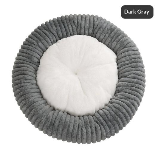 Cama Acolchada Redonda para Mascotas con Diseño de Rayas - Image 10