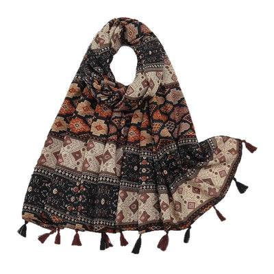 Rebozo Retro con Bloques de Color y Flores Pequeñas - Image 5