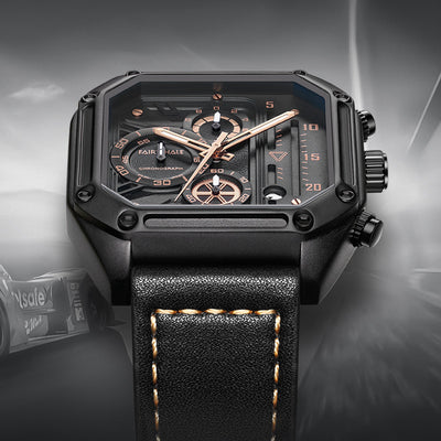 Reloj de Cuarzo Multifuncional con Esfera Cuadrada para Hombre