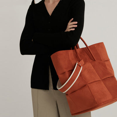 Bolsa Tote Cuadros Flanela Nubuck con Asa Ancha - Image 6