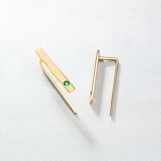 Aretes de Esmeralda Natural en Oro 14K - Diseño Minimalista y Delicado - Image 3