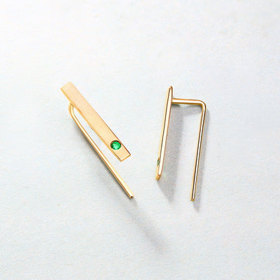 Aretes de Esmeralda Natural en Oro 14K - Diseño Minimalista y Delicado - Image 3