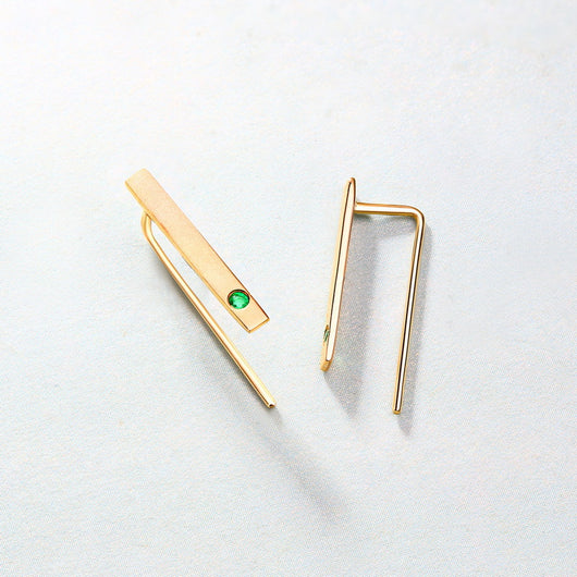 Aretes de Esmeralda Natural en Oro 14K - Diseño Minimalista y Delicado - Image 3