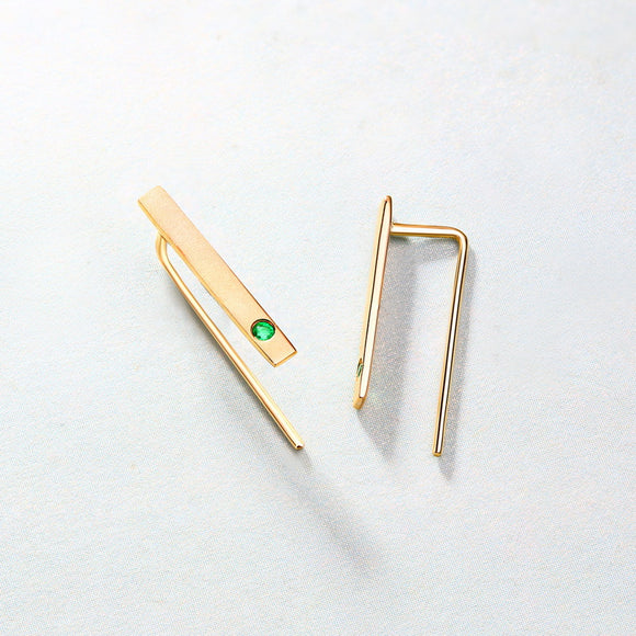 Aretes de Esmeralda Natural en Oro 14K - Diseño Minimalista y Delicado