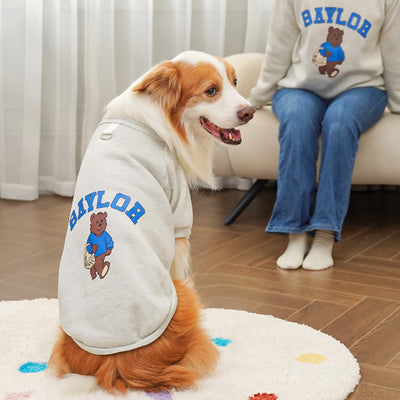 Large dog wearing a teal fleece-lined sweatshirt with 'BAYLOR' text and a bear graphic on the back. - Image 27