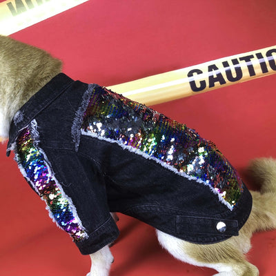 Chamarra de Mezclilla con Lentejuelas para Perros Pequeños, Medianos y Grandes - Image 4