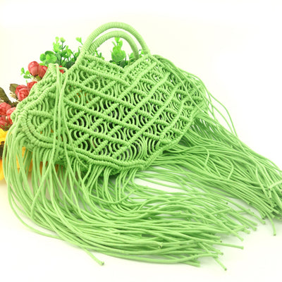Bolsa Tejida a Mano con Cuerda Encerada y Borlas para Mujer - Image 11
