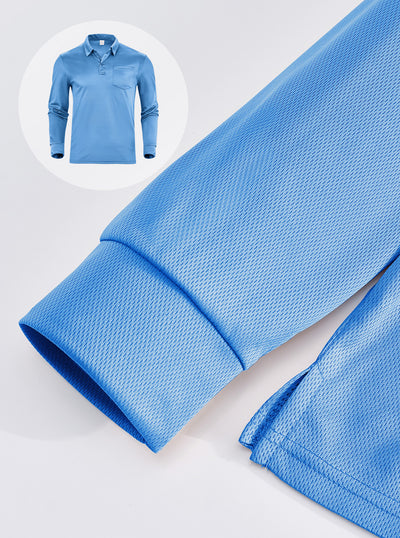 Polo Manga Larga Secado Rápido Color Sólido para Hombre - Image 15