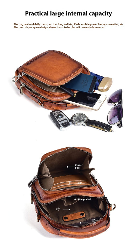 Bolsa Mensajera Casual Retro en Cuero Genuino para Hombre - Image 9
