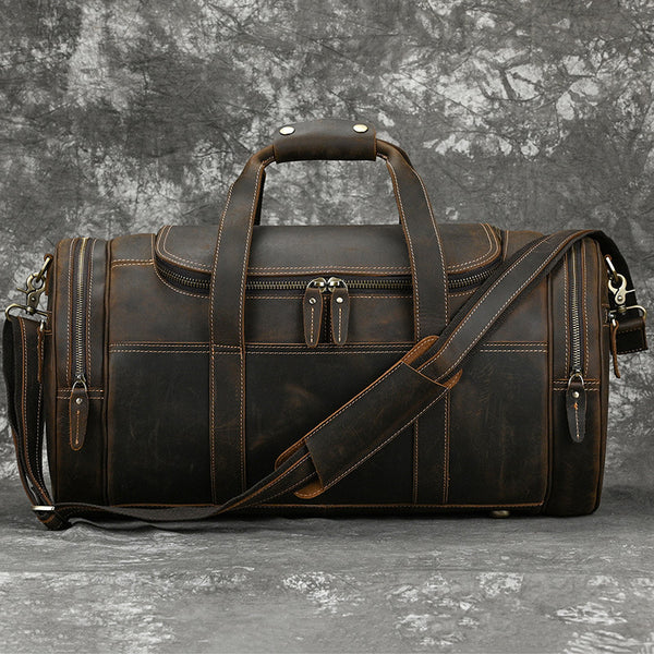 Bolso de Viaje Vintage en Cuero Crazy Horse para Hombre