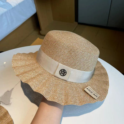 Sombrero de Paja Plegable con Ala Ondulada para Mujer - Image 11