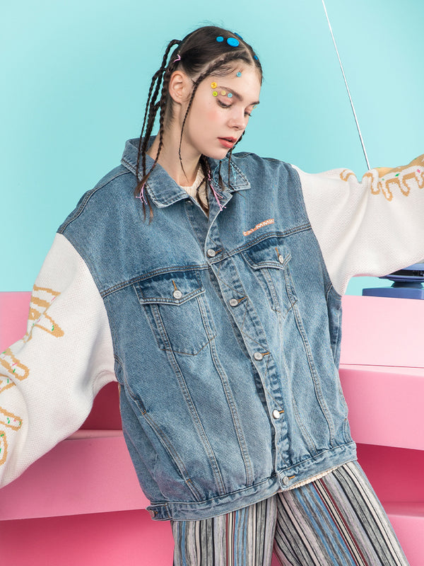 Chaqueta Denim Suelta Pareja - Diseño Casual con Costuras