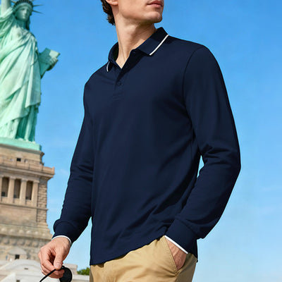Polo Jacquard de Manga Larga Secado Rápido para Hombre - Image 7