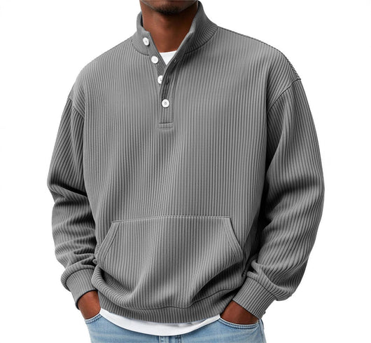 Suéter Polo Cuello Alto Manga Larga para Hombre - Casual Suelto con Bolsillos - Image 25
