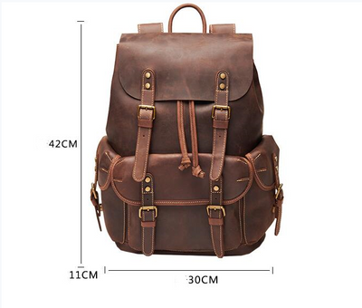 Mochila Retro Cuero Crazy Horse Hombre - Gran Capacidad Viajes y Trabajo - Image 7