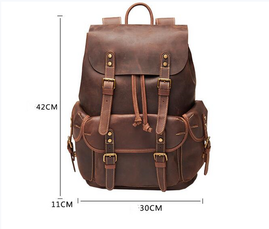Mochila Retro Cuero Crazy Horse Hombre - Gran Capacidad Viajes y Trabajo - Image 7