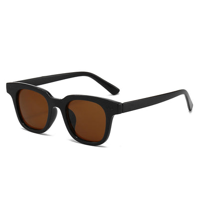 Black frame square sunglasses with light blue lenses, angled on a white background. - Image 7