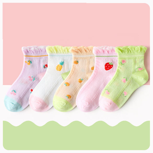 Calcetines Infantiles de Encaje Transpirables con Malla de Seda y Algodón - Image 2
