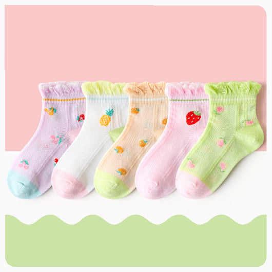 Calcetines Infantiles de Encaje Transpirables con Malla de Seda y Algodón - Image 2